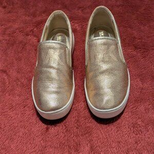 Michael Kors metallic leather blended gold slip on loafer/sneaker size 6M